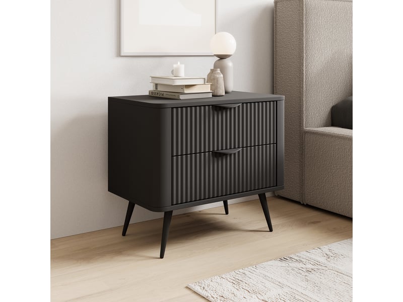  Table de chevet baari, 2 tiroirs, 63x38x55h cm noir Baari - Conforama B