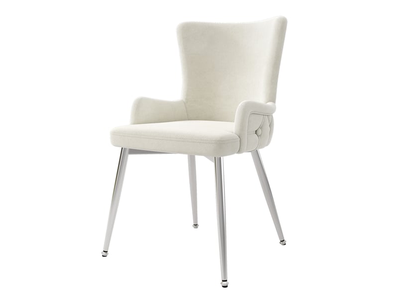  Lot de 2 chaises de salle à manger,55x45x85 cm,velours et métal argenté,beige  - Conforama D