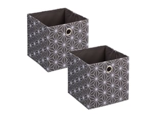 Lot de 2 boîtes de rangement décoratives tissu robuste 30 x 30 x 30 cm avec motifs pour petits objets en gris 13_0013729