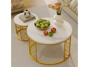 Table basse rond(e) coloris blanc CRAVDOM 