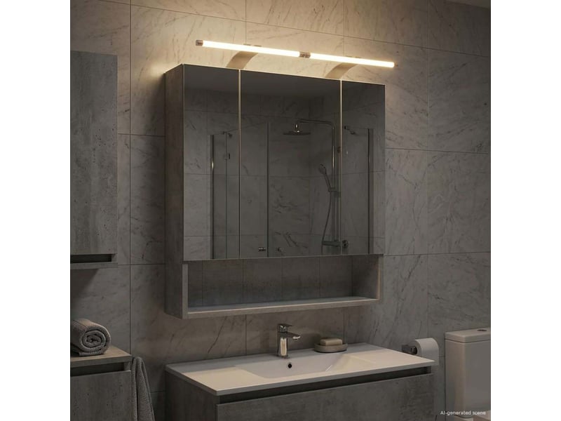  Armoire miroir de salle de bain, cabinet de salle de bain gris béton 60 x 14.5 x 70 cm cf65162  - Conforama D