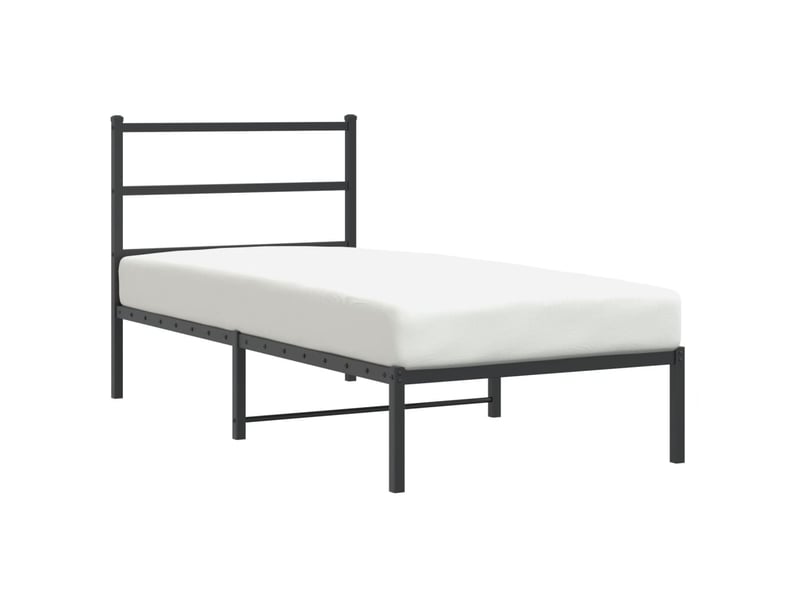  Lit simple- lit adulte -  cadre de lit métal sans matelas avec tête de lit noir 90x200 cm  - Conforama A