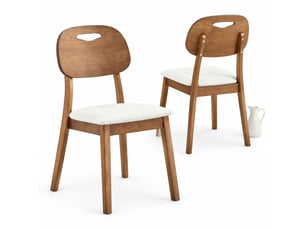 Lot de 2 chaises de salle à manger,50x44x88 cm,pu et bois d'hévéa,blanc