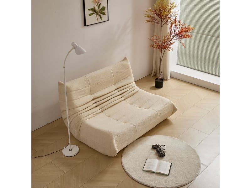  Canapé 2 places en tissu teddy confortable pour salon cravdom  - Conforama B