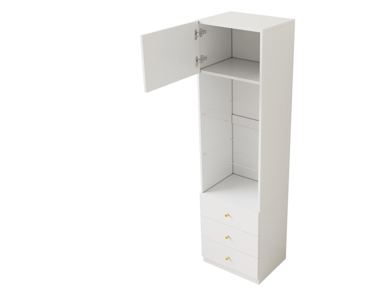 Ensemble armoire et meuble de rangement modenvie chambre blanc mdf 80 x 50 x 200 cm et 50 x 40 x 180 cm - Conforama E