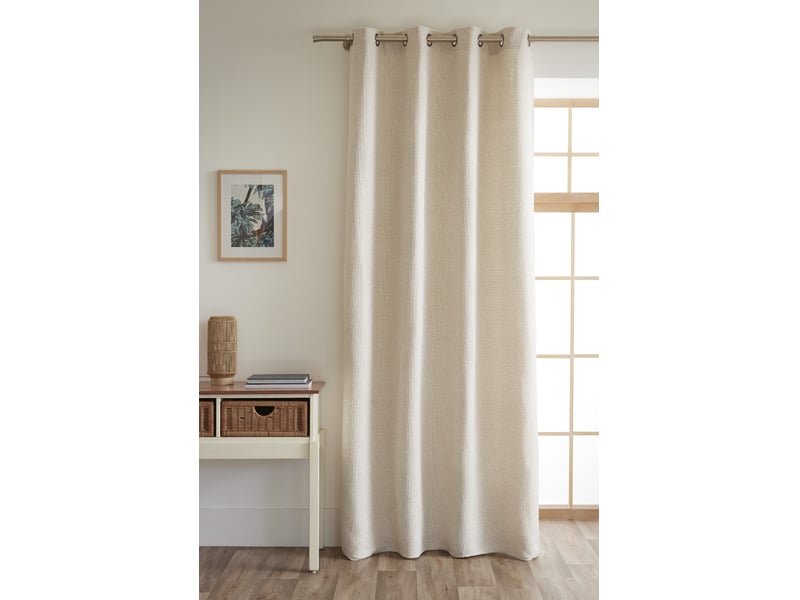 Rideau atlas sable 140 x 240 cm jacquard fils teints 8 œillets 460 gm² 15682 - Conforama C
