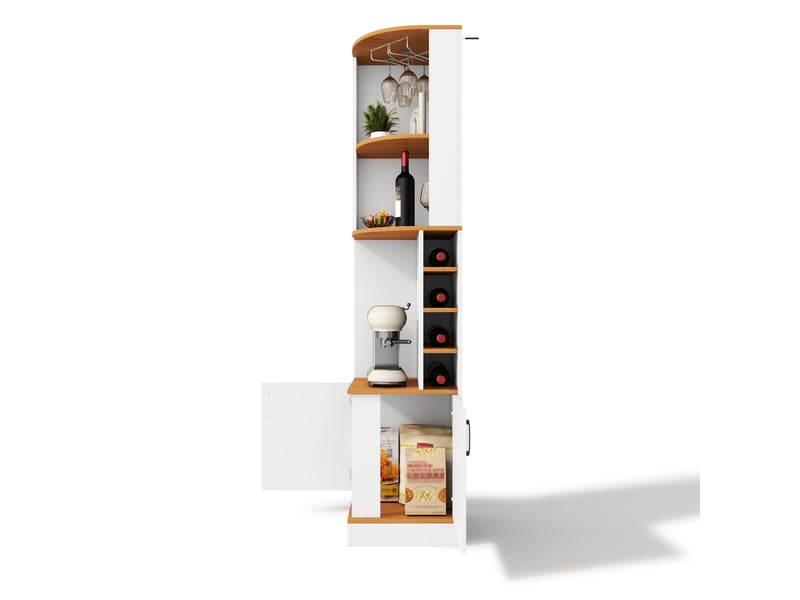  Meuble bar d’angle na 40×40×182 cm avec casier à vin, porte-verres et portes d’armoire  - Conforama D