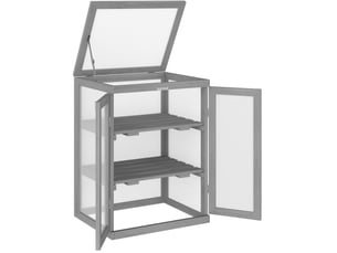 Serre de jardin 3 niveaux 58x44x78 cm – gris foncé – 2 portes, toit ouvrant et étagères amovibles