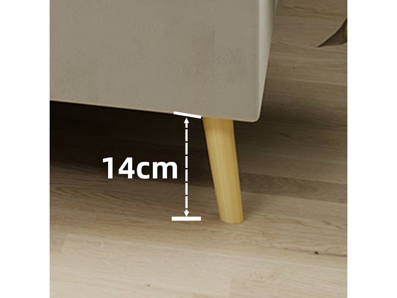  Lit 140x200 cm velours hollandais beige, structure basse, sans sommier ni mécanisme ni tête de lit ni matelas  - Conforama D