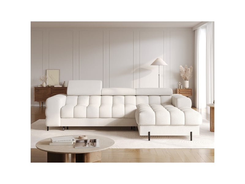  Canapé d'angle droit convertible blanc style épuré 285x99x181cm filtro  - Conforama E