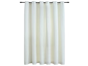 Rideau occultant, rideau black-out avec anneaux en métal velours crème 290x245 cm cf43952