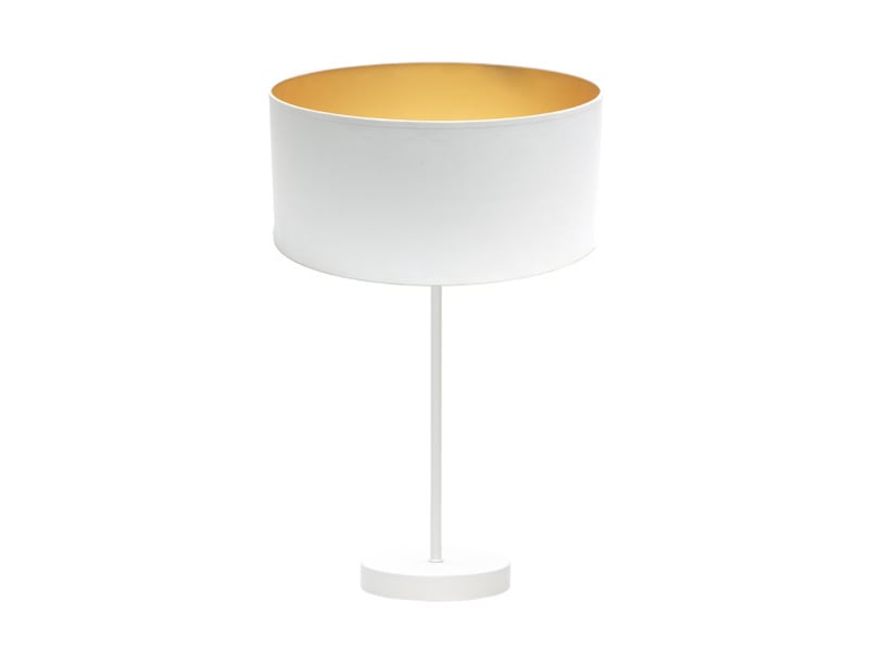  Fabrilamp anuska grande lampe à poser blanc doré, abat-jour textile intérieur doré, 1 x e27, 62 cm 188671101 - Conforama A