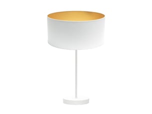 Fabrilamp anuska grande lampe à poser blanc doré, abat-jour textile intérieur doré, 1 x e27, 62 cm