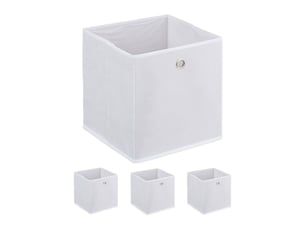Lot de 4 boîtes de rangement carrées pratiques chambre salle de bain 30 x 30 x 30 cm en tissu blanc 13_0013904