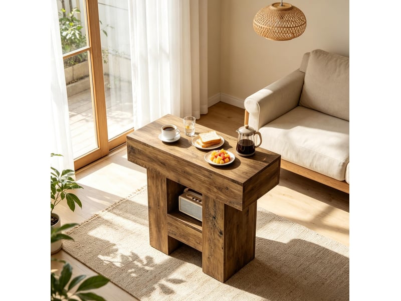  Table d'appoint étroite 80 x 30 x 65 cm – marron – étagère ouverte avec rangement pratique à deux niveaux  - Conforama D