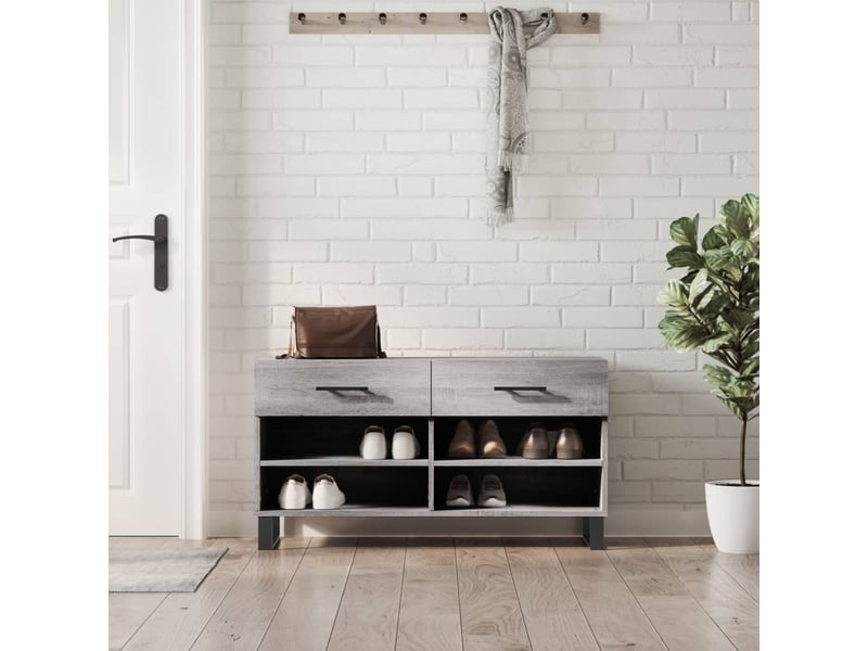  Banc à chaussures, meuble à chaussures sonoma gris 102x35x55 cm bois d'ingénierie shl4241  - Conforama B