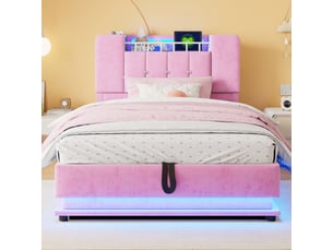 Lit simple 90x200 cm <strong>STILVORA</strong>  <strong></strong> coloris rose