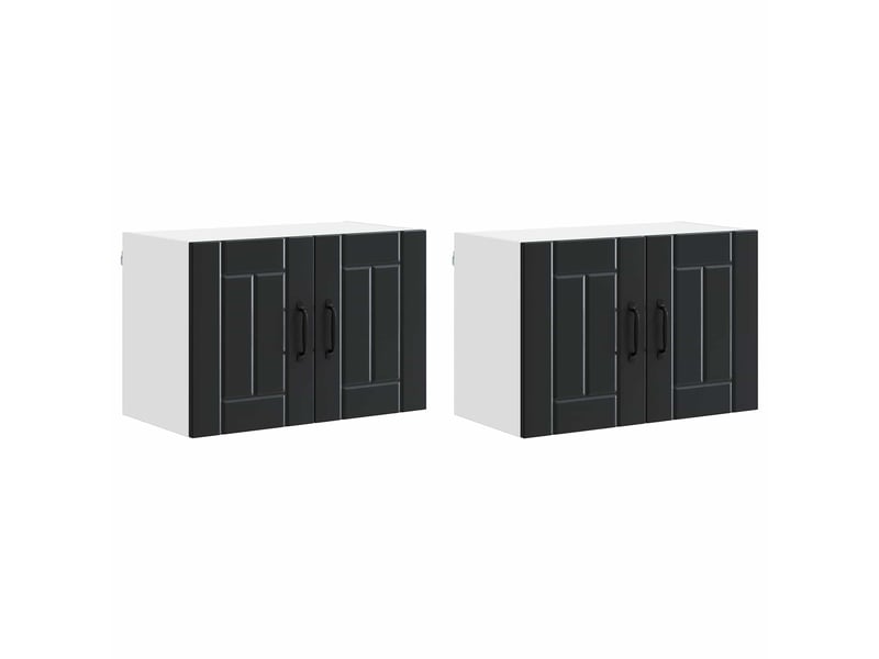  Meuble mural de cuisine | armoire de cuisine 2 pcs noir bois d'ingénierie shl347  - Conforama A