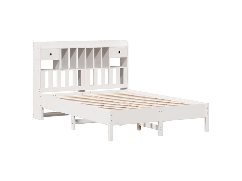  Lit double- lit adulte -  lit bibliothèque sans matelas blanc 140x200 cm bois pin massif  - Conforama B