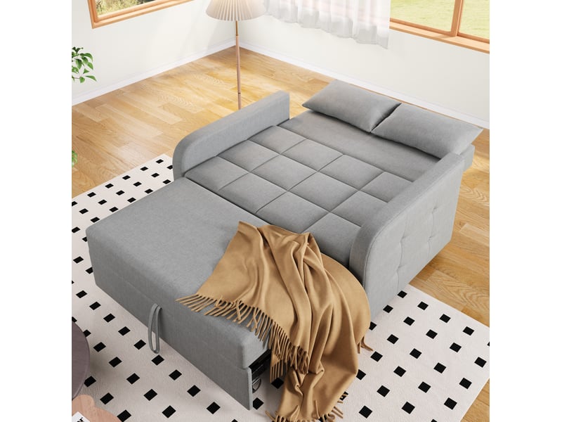 Canapé-lit pliant 127x75x94 127x180x57, dossier réglable 3 positions, bois et métal, gris ancien  - Conforama B