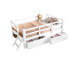Lit avec rangement 90x200 cm coloris blanc