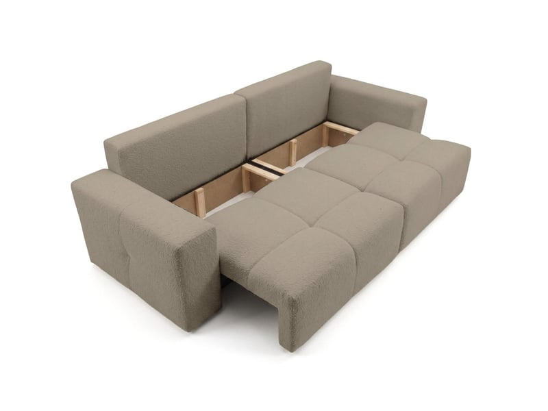  Celine - canapé droit 3 places convertible en bouclette  - Conforama D