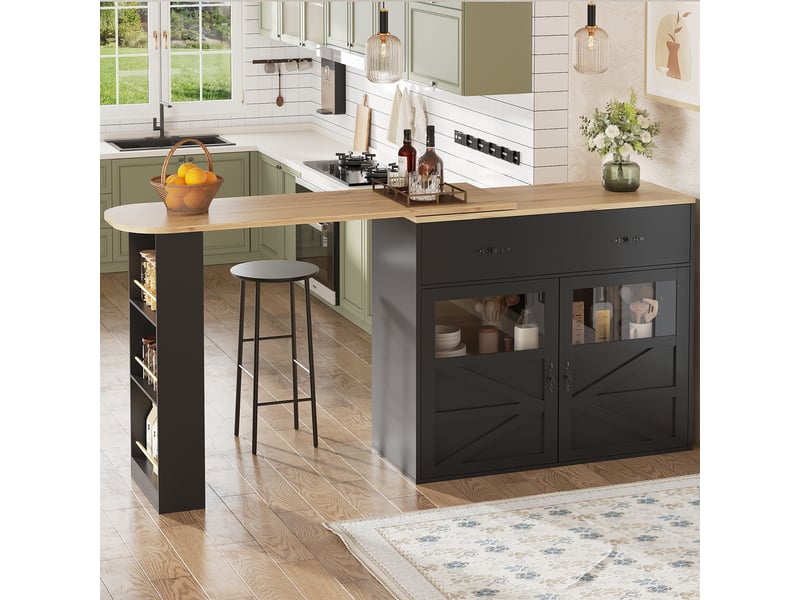  Bar noir - 204cm table de bar noir - Conforama E