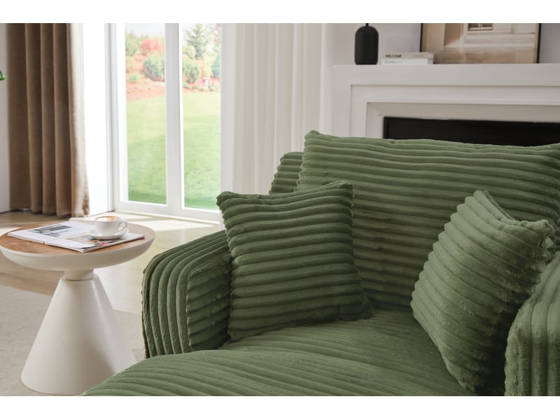  Méridienne moderne en velours côtelé vert, canapé relax sans montage pour salon et bureau  - Conforama W