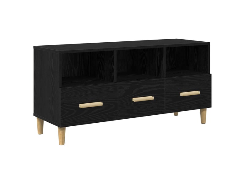  Meuble tv - banc tv - meuble de rangement 102 x 36 x 50 cm chêne noir bois d'ingénierie  - Conforama A