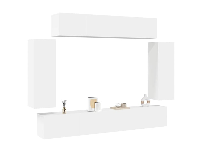  Ensemble de meuble tv - banc tv - meuble de rangement 6 pcs blanc bois d'ingénierie  - Conforama C