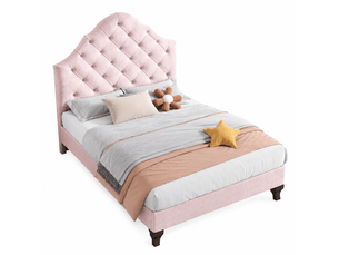 Lit simple 90x200 cm BEAOK coloris rose