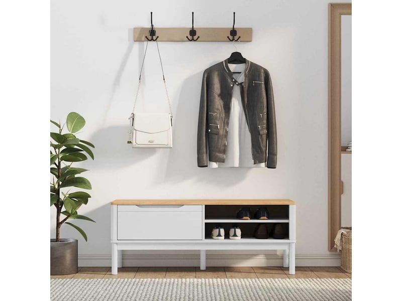  Banc de couloir, banc de rangement floro blanc 115x40x45 cm bois de pin massif  - Conforama D