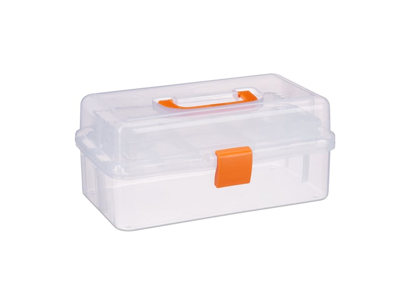  Boîte de rangement pratique transparente 14 x 33 x 19,5 cm avec 9 compartiments rangement bureau en plastique blanc 13_0006717  - Conforama A