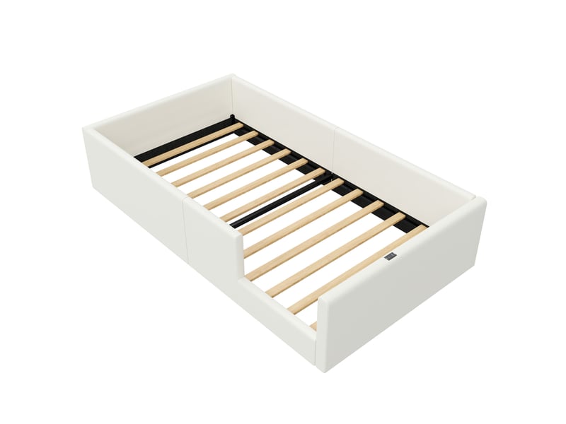 Lit simple enfant 90x200 cm – blanc – barrières de sécurité, station de charge usb et type-c – sans matelas  - Conforama D