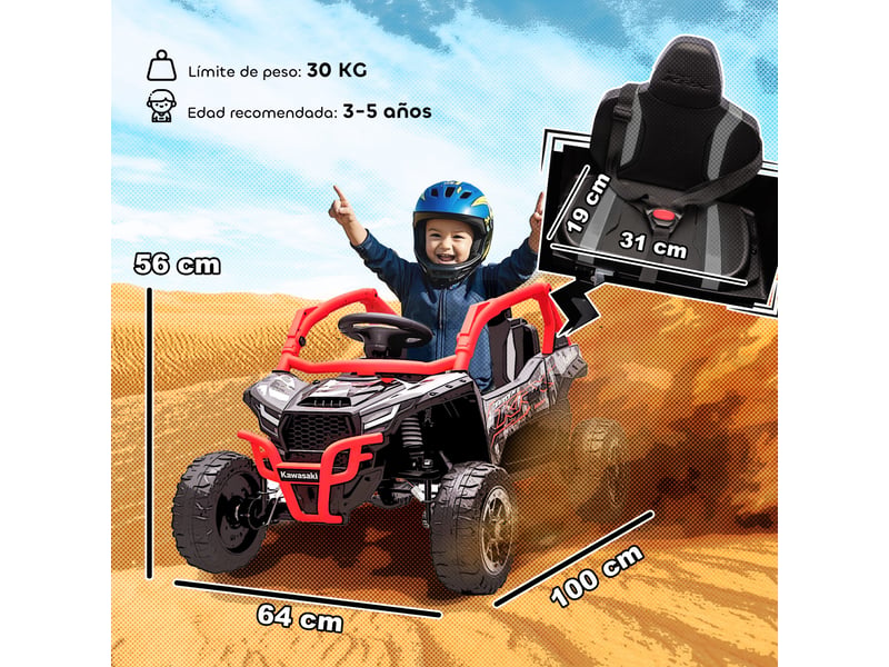  Voiture électrique kawasaki teryx krx 1000 sous licence, 12 v, pour enfants, avec télécommande et suspension arrière, rouge.  - Conforama E