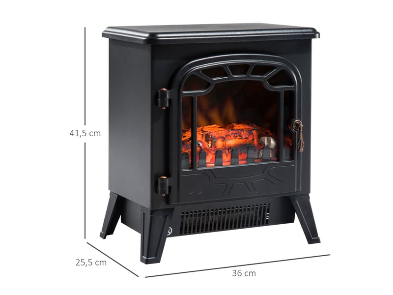  Cheminée électrique avec radiateur, finition noire, 925 w ou 1850 w  - Conforama E