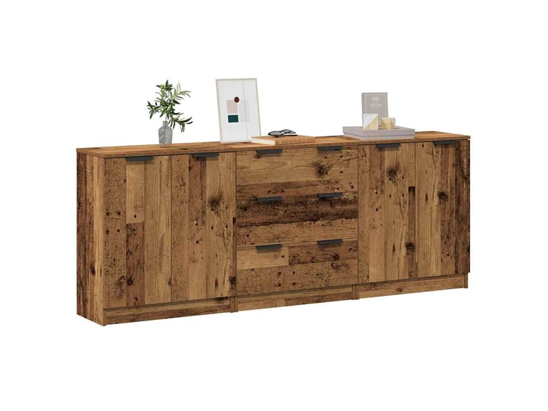  Buffets 3 pcs - bahut - meuble de rangement vieux bois 60x30x70 cm bois d'ingénierie  - Conforama B