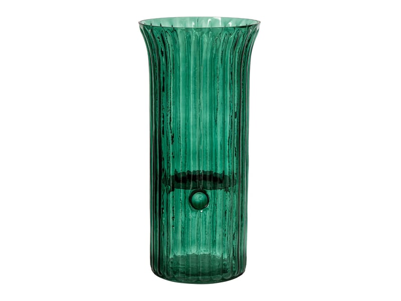  Photophore strié en verre quirin 40cm turquoise  - Conforama A