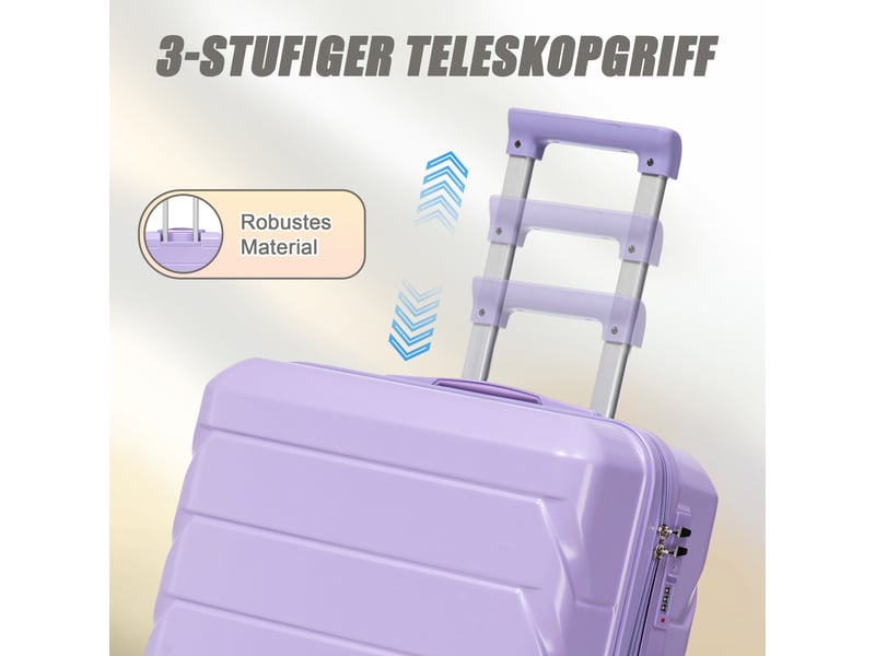 Set de 4 valises rigides,14192428 pouces,avec serrure,abs,bleu et violet - Conforama D