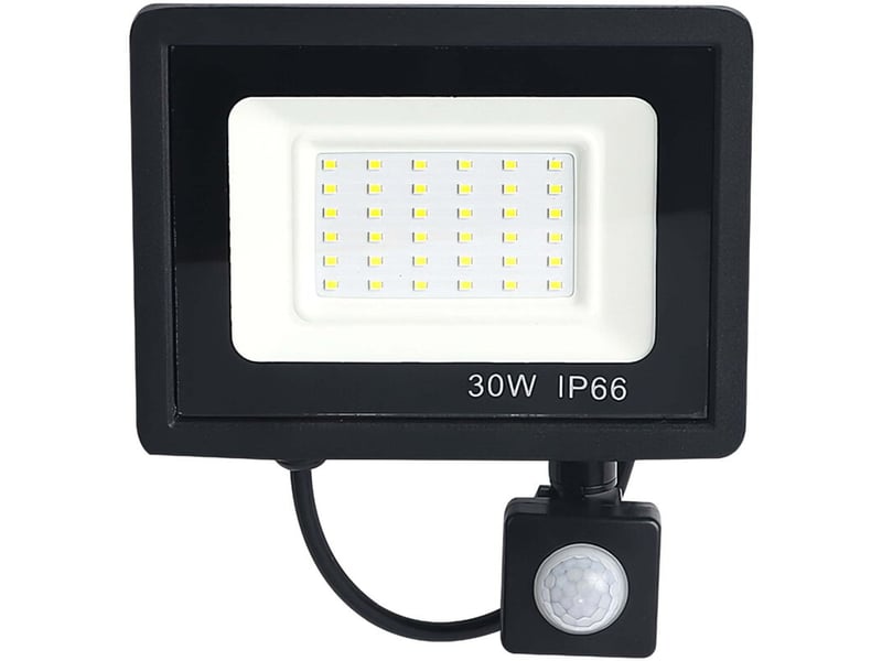  Projecteur led 30w noir détecteur de mouvement extérieur ip65 température de couleur: blanc froid 3000k6500k  - Conforama A