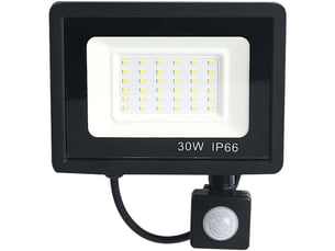 Projecteur led 30w noir détecteur de mouvement extérieur ip65 température de couleur: blanc froid 3000k6500k