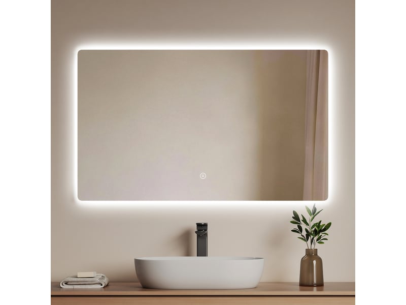  Emke miroir led salle de bain rétroéclairé 60 x 100 cm, interrupteur tactile, intensité réglable, fonction mémoire, blanc froid  - Conforama B