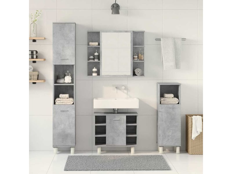 Ensemble de meubles de salle de bain 4 pcs gris béton cf63866 - Conforama C