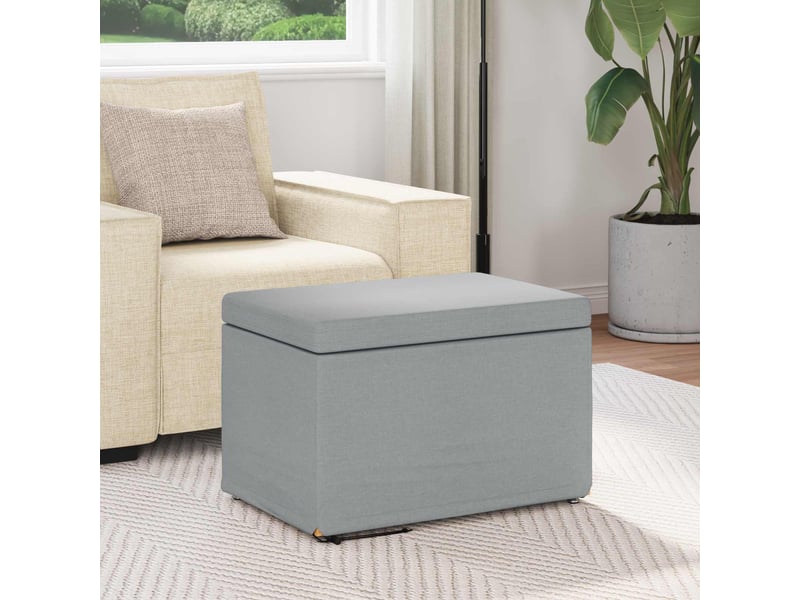Tabouret bas, ottoman gris clair 61x41x40 cm tissu et bois stratifié - Conforama C