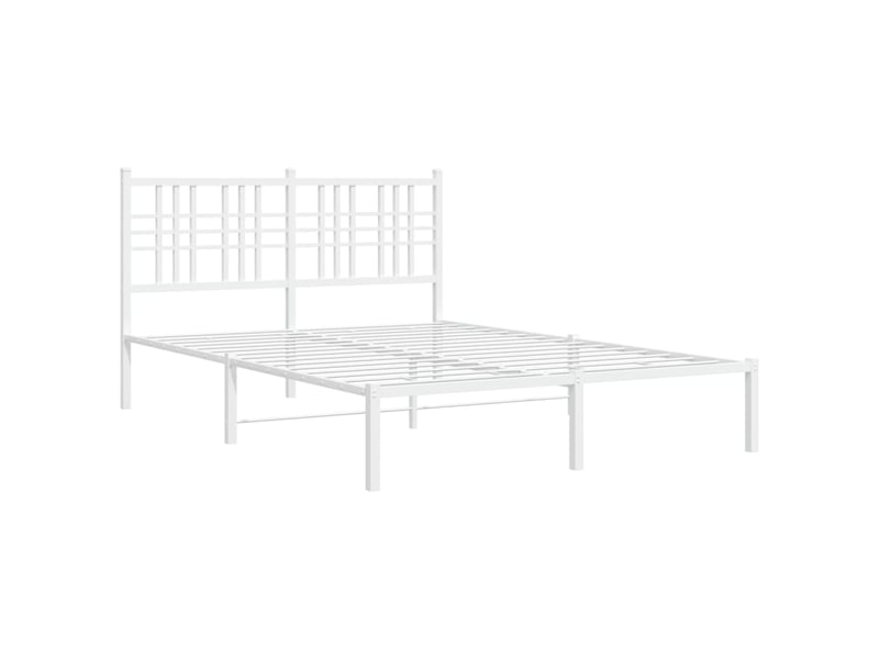  Lit double- lit adulte -  cadre de lit métal sans matelas et tête de lit blanc 140x200 cm  - Conforama B