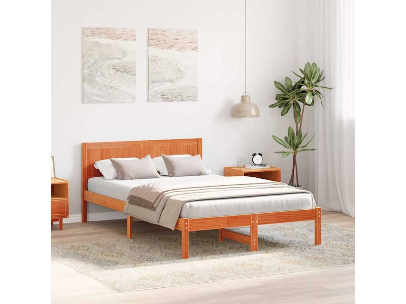  Lit double- lit adulte -  cadre de lit marron 120 x 190 cm bois de pin massif  - Conforama B