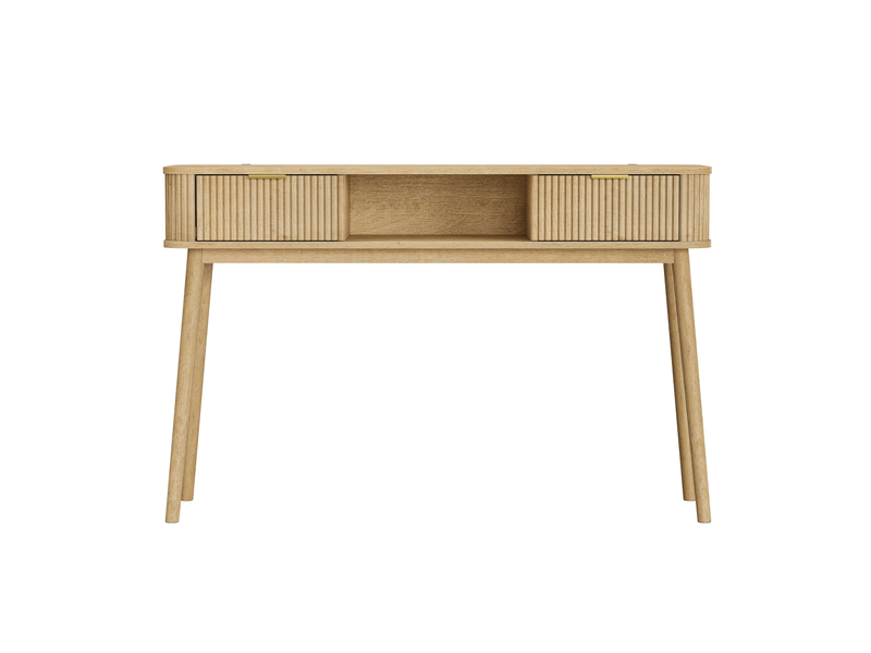  Table basse avec rangement table de salon à tiroirs compartiment ouvert aspect chêne style vintage design mid-century fonction bureau design moderne format console  - Conforama A