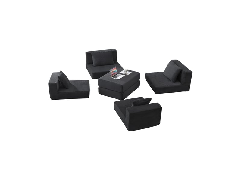Canapé modulable 3 places 187x96x80 cm noir, socle antidérapant - Conforama A