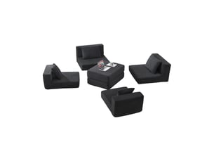 Canapé modulable 3 places 187x96x80 cm noir, socle antidérapant