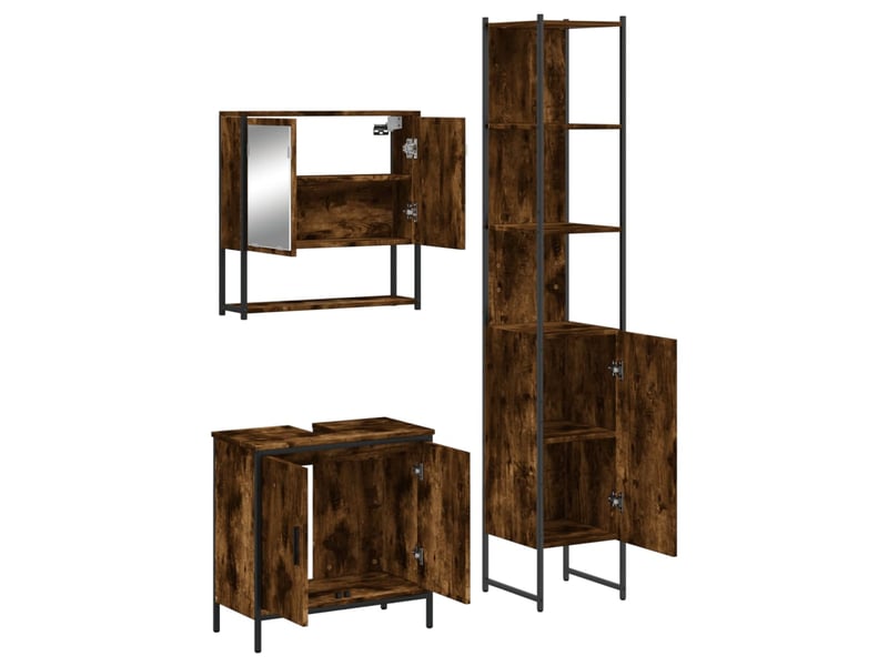 Ensemble de meubles de salle de bain 3 pcs chêne fumé cf63690 - Conforama D